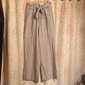 SO Black and White Striped Pants with Pink Accent